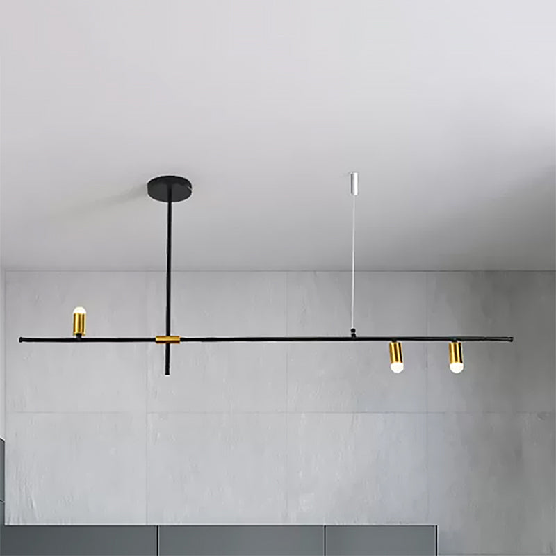 Modern Metal Rectilinear Chandelier Light: Black Ceiling Fixture (3/4/9 Lights)