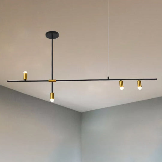 Modern Metal Rectilinear Chandelier Light: Black Ceiling Fixture (3/4/9 Lights)