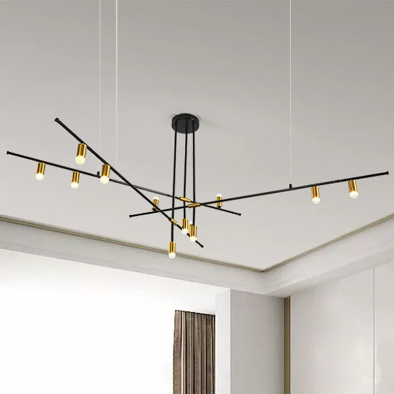 Modern Metal Rectilinear Chandelier - 3/4/9 Light Black Ceiling Fixture