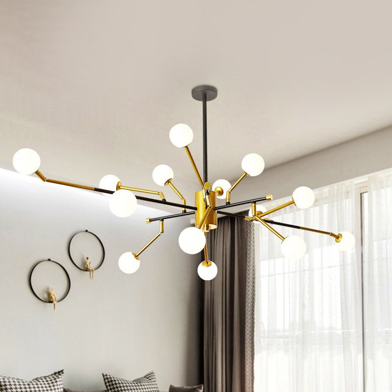 Sputnik Metal Chandelier Lighting With Brass Finish Contemporary Multi-Light Pendant In Gold