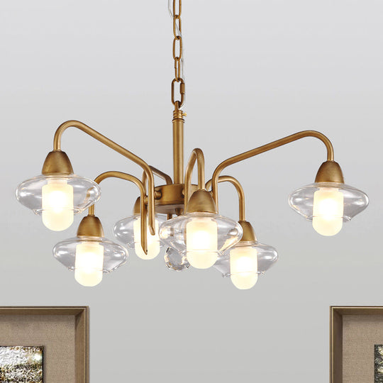 Modern Frosted Glass Chandelier - 6-Light Elliptical Pendant For Dining Room Lighting