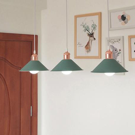 Modernist Style Conical Suspended Lamp - Metallic Hanging Light Fixture 1 Black/White Living Room