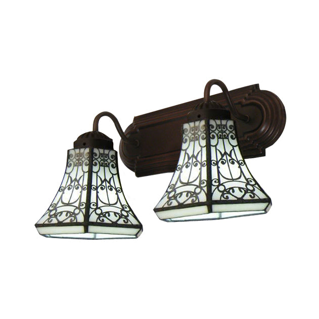 Rustic Lodge Double Wall Sconce: White Glass Bell Lighting For Living Room