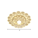 Small Led Ceiling Light Fixture - Crystal Clear Flush Mount Layered Flower Design