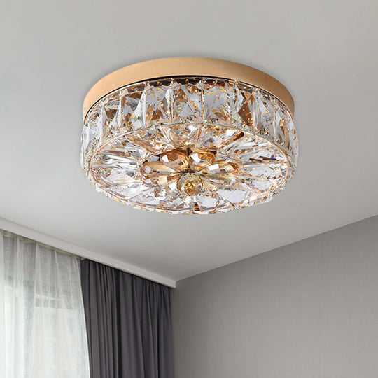 Rose Gold Mini Led Flush Ceiling Light - Beveled Crystal Round Mount Lamp 8/10 Width

Or

Rose Width