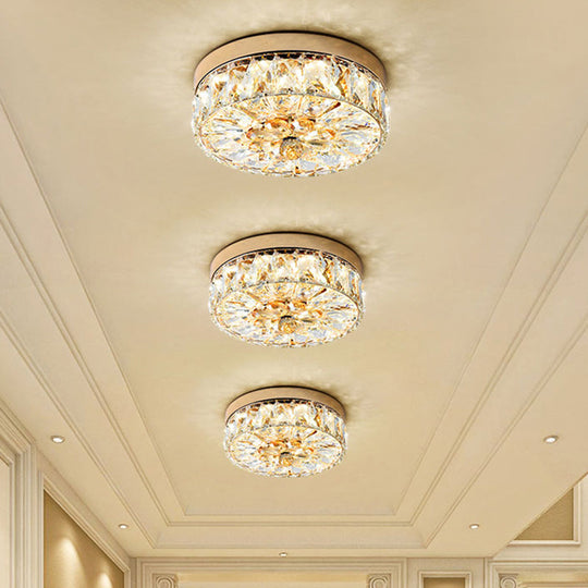 Rose Gold Mini Led Flush Ceiling Light - Beveled Crystal Round Mount Lamp 8/10 Width

Or

Rose Width