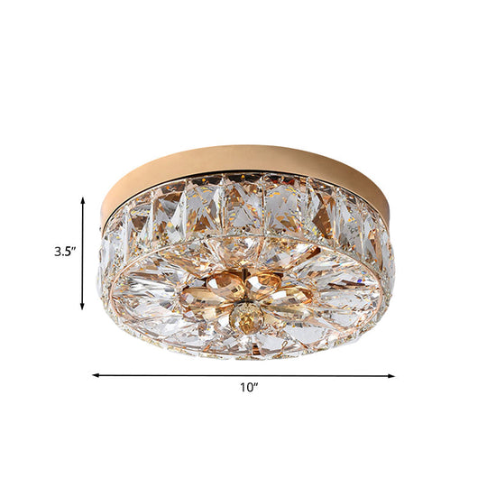 Rose Gold Mini Led Flush Ceiling Light - Beveled Crystal Round Mount Lamp 8/10 Width

Or

Rose Width