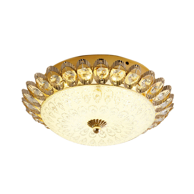 Frosted White Glass 1 - Light Flushmount Kitchen Ceiling Lighting With Traditional Gold Finish