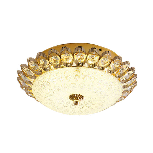 Frosted White Glass 1 - Light Flushmount Kitchen Ceiling Lighting With Traditional Gold Finish