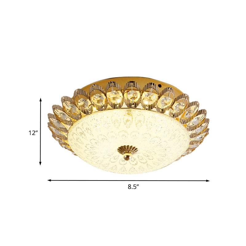 Frosted White Glass 1 - Light Flushmount Kitchen Ceiling Lighting With Traditional Gold Finish