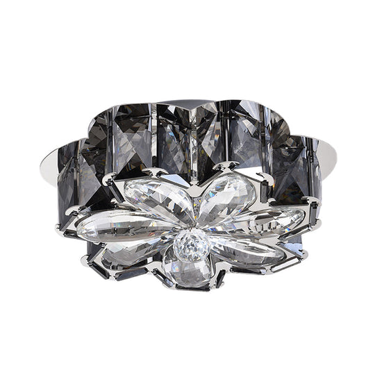 Minimalistic Crystal Flower Ceiling Lamp With Led Flush Mount
