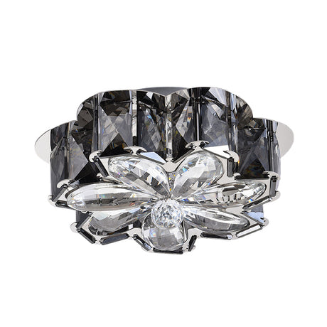 Minimalistic Crystal Flower Ceiling Lamp With Led Flush Mount