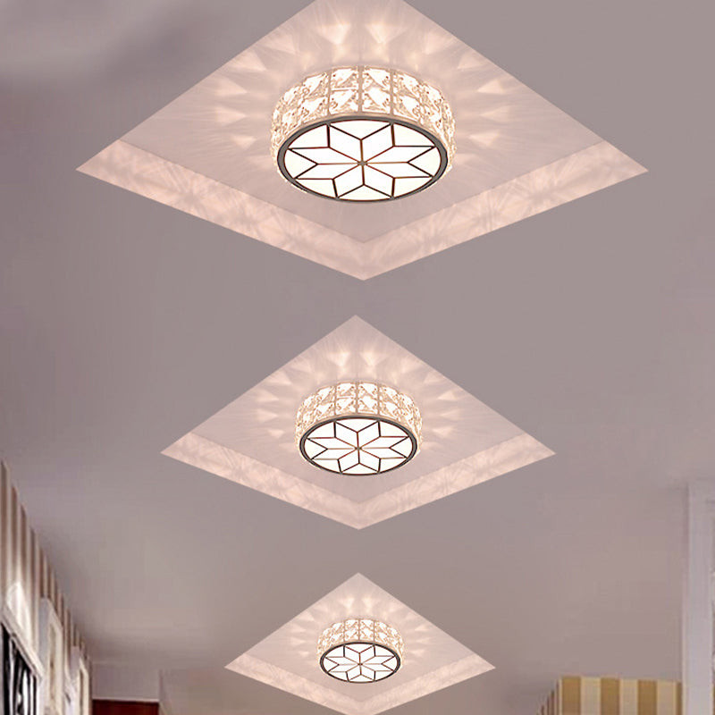 Minimalist Clear Crystal Ceiling Light With Led Flush Mount Spotlight Petal Pattern Warm/White