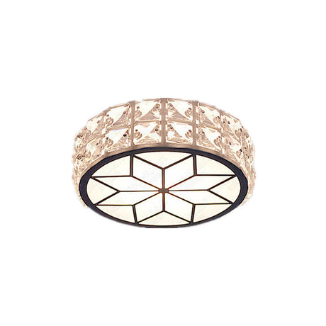 Minimalist Clear Crystal Ceiling Light With Led Flush Mount Spotlight Petal Pattern Warm/White