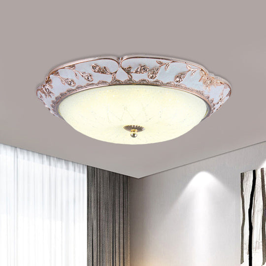 Rose Gold Led Ceiling Mounted Flushmount Lighting With Korea Country Domed White Glass