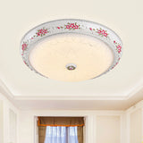 12/16 Carved Rose Bedroom Flush Lighting: Korea Countryside Resin Led Lamp With Frosted Glass Shade