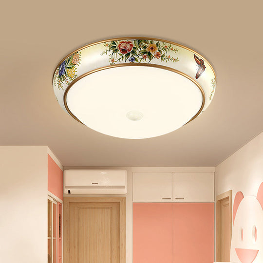 Frosted Glass Dome Led Flush Mount Ceiling Light - Korea Country Style (14/19.5 Diameter)