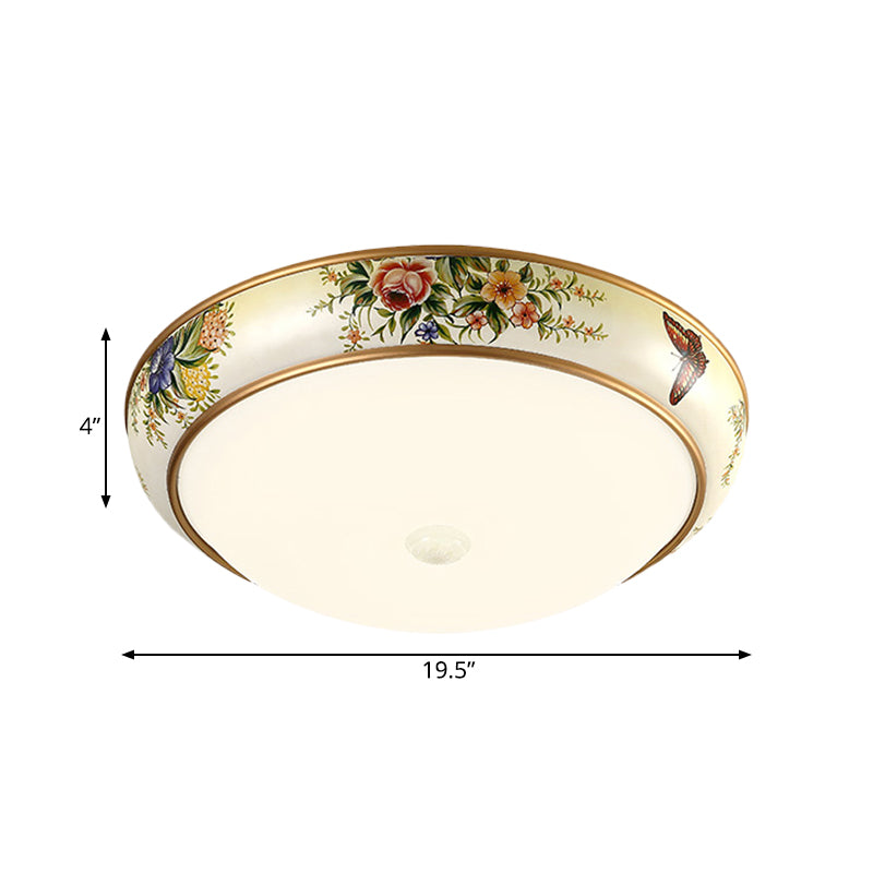 Frosted Glass Dome Led Flush Mount Ceiling Light - Korea Country Style (14’/19.5’ Diameter)