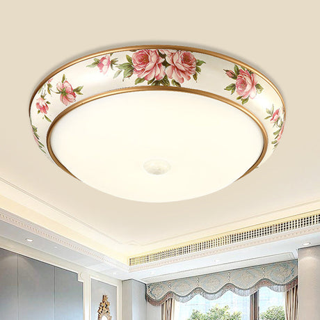 Frosted Glass Dome Led Flush Mount Ceiling Light - Korea Country Style (14/19.5 Diameter) White / 14
