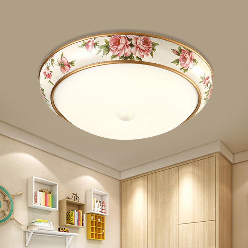 Frosted Glass Dome Led Flush Mount Ceiling Light - Korea Country Style (14’/19.5’ Diameter)