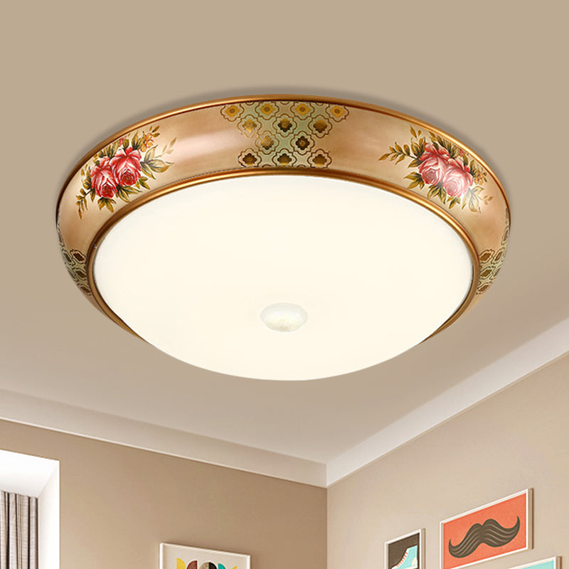 Frosted Glass Dome Led Flush Mount Ceiling Light - Korea Country Style (14/19.5 Diameter) White / 14