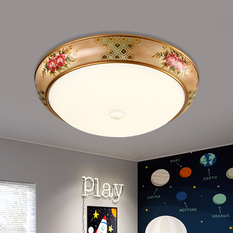 Frosted Glass Dome Led Flush Mount Ceiling Light - Korea Country Style (14/19.5 Diameter)