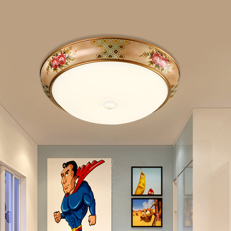 Frosted Glass Dome Led Flush Mount Ceiling Light - Korea Country Style (14/19.5 Diameter)
