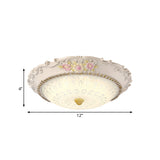 12/16 Country Style Led Sunflower/Rose Flush Light With Seeded Glass Shade