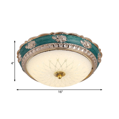 Nordic Blue Led Flushmount Ceiling Lamp 12’/16’ Dia Frosted Glass Finish