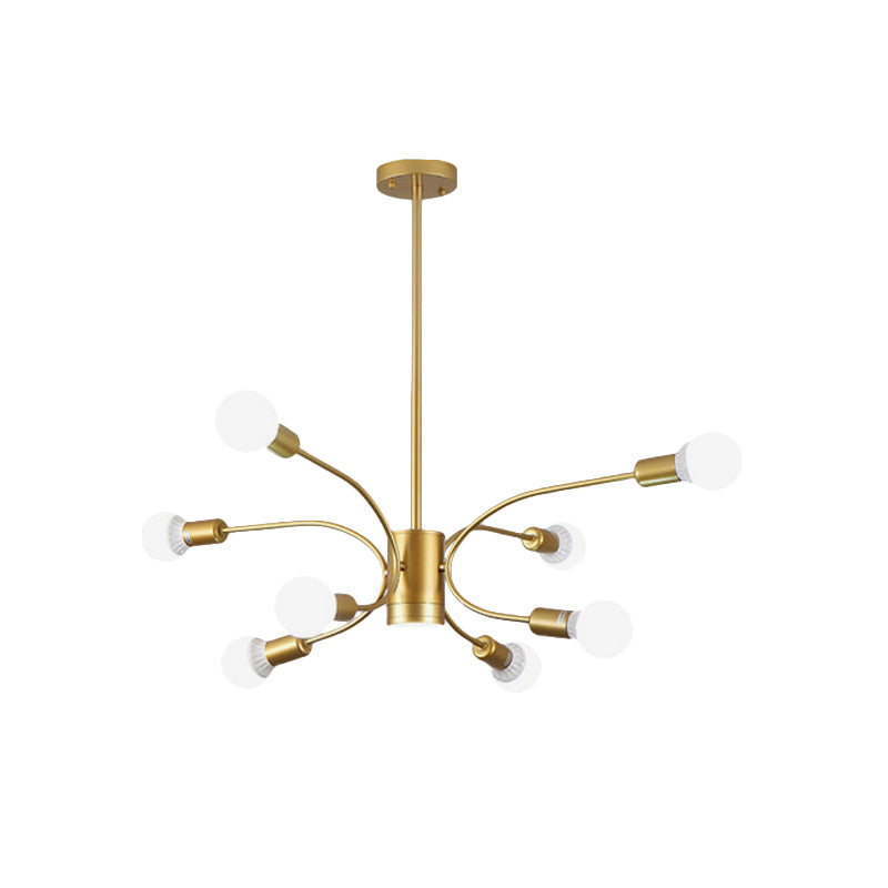 Modern Gold Sputnik Chandelier: Metallic Ceiling Pendant Light With 6/8/12 Lights For Living Room