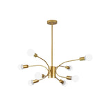 Modern Sputnik Chandelier Lamp - Metallic Ceiling Pendant Light In Gold With 6/8/12 Lights