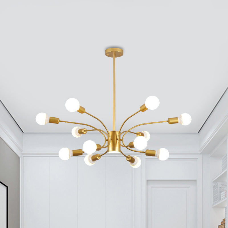 Modern Gold Sputnik Chandelier: Metallic Ceiling Pendant Light With 6/8/12 Lights For Living Room