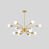 Modern Sputnik Chandelier Lamp - Metallic Ceiling Pendant Light In Gold With 6/8/12 Lights