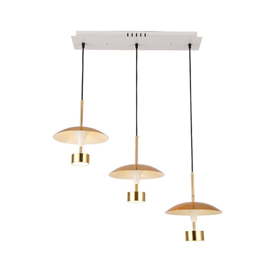 Modern Gold Dome 3-Light Pendant With Metallic Led Ceiling Fixture
