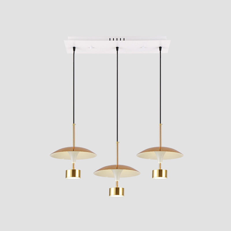 Modern Gold Dome Pendant With 3-Light Led Ceiling Fixture