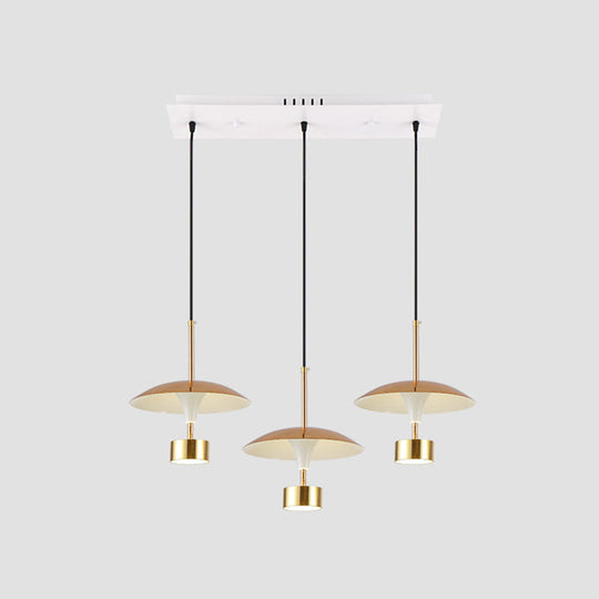 Modern Gold Dome Pendant With 3-Light Led Ceiling Fixture