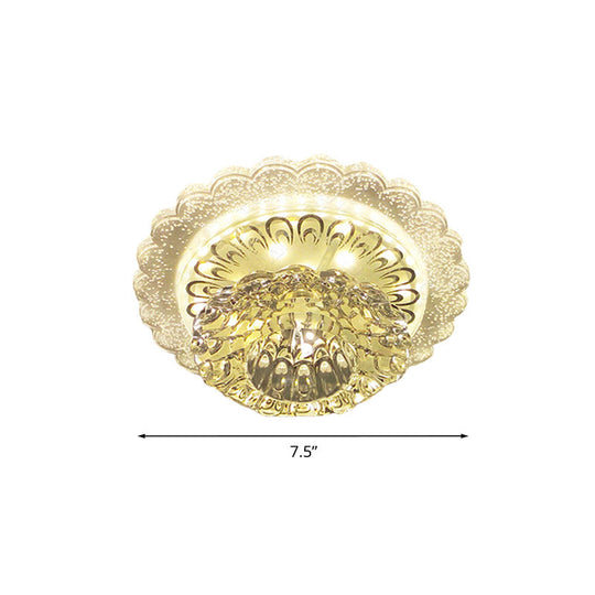 Led Blossom Flush Mount Crystal Ceiling Light Fixture - Warm/White For Hallway
