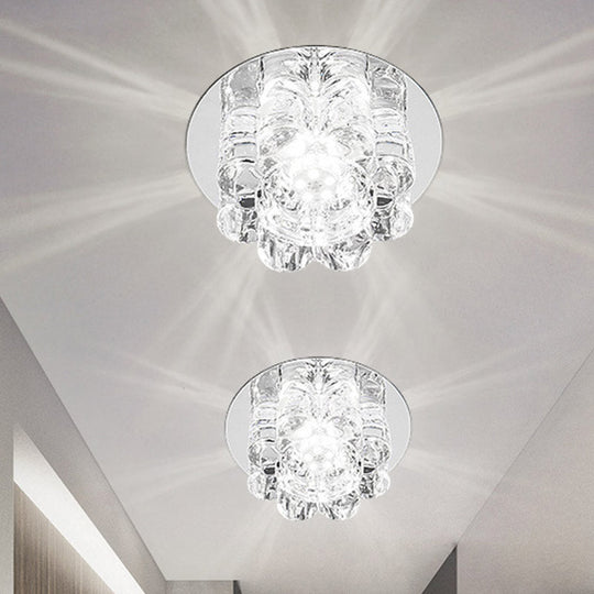 Modern Led Crystal Petal Flush Mount Light Fixture - Warm/White/Multi Color Lighting For Living