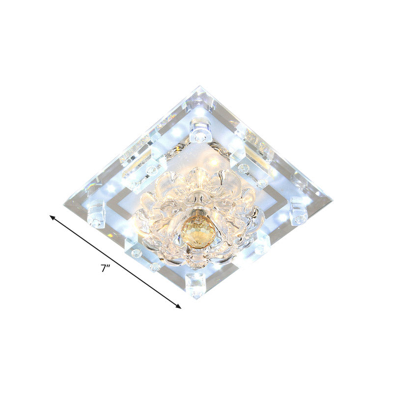Blossom Crystal Flush Mount Led Ceiling Light With Square Frame - Warm/White