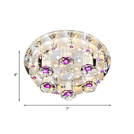 Pink Led Flushmount Ceiling Light With Crystal Accents And Warm/White Glow