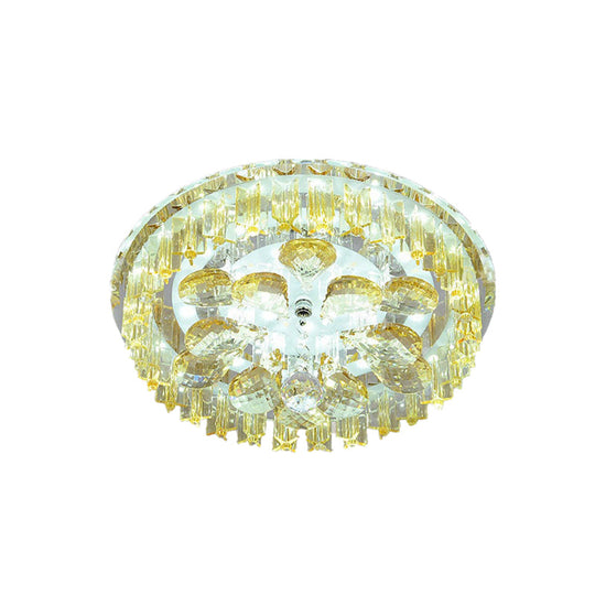 Sleek Led Ceiling Light With Amber Crystal Shade - Perfect For Simple Corridors