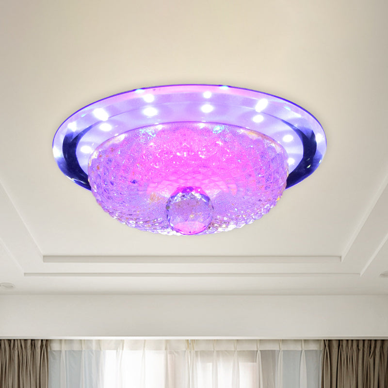 Modern Prismatic Crystal Led Flush Ceiling Light Fixture - Tan/Silver Bowl Design Silver