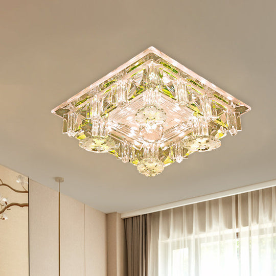 Modern Led Crystal Flush Mount Ceiling Light In Yellow/Purple - Corridor Lighting Fixture