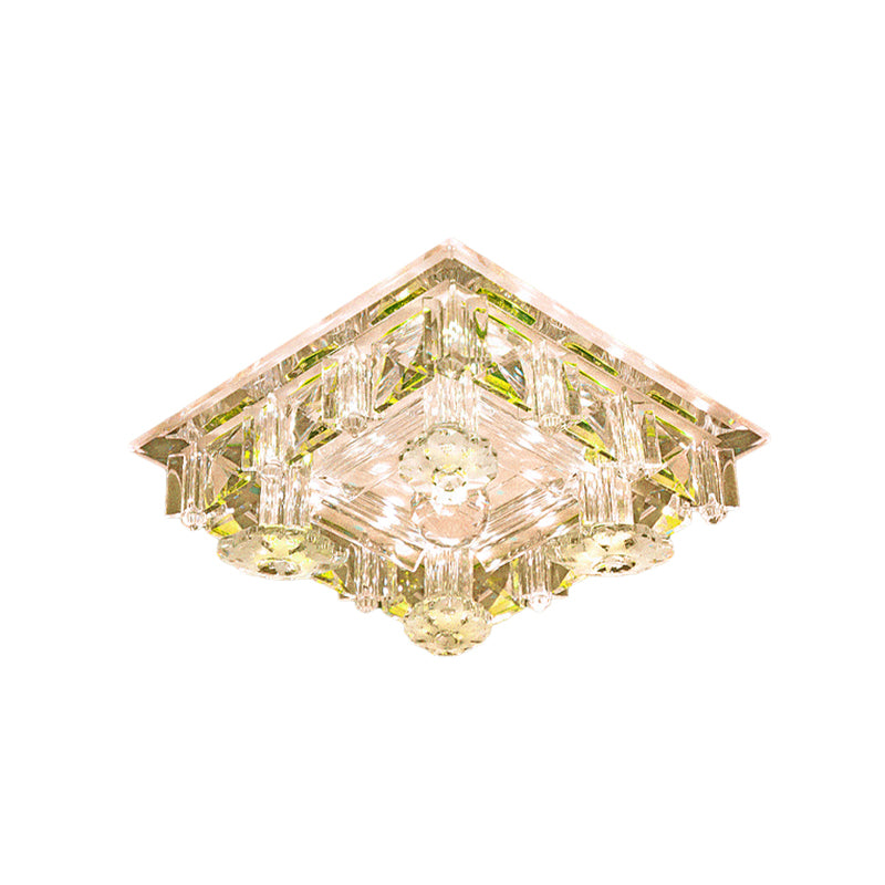 Modern Led Crystal Flush Mount Ceiling Light In Yellow/Purple - Corridor Lighting Fixture
