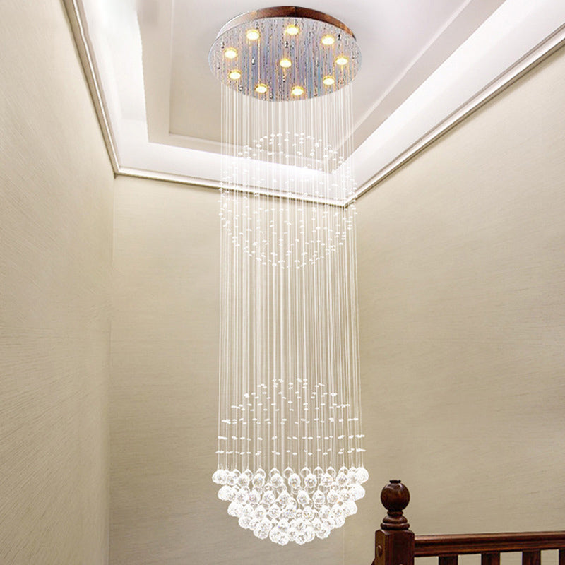 Contemporary Silver Crystal Ceiling Light Fixture - Flush Mount 10 Lights