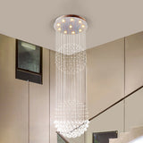 Contemporary Silver Crystal Ceiling Light Fixture - Flush Mount 10 Lights