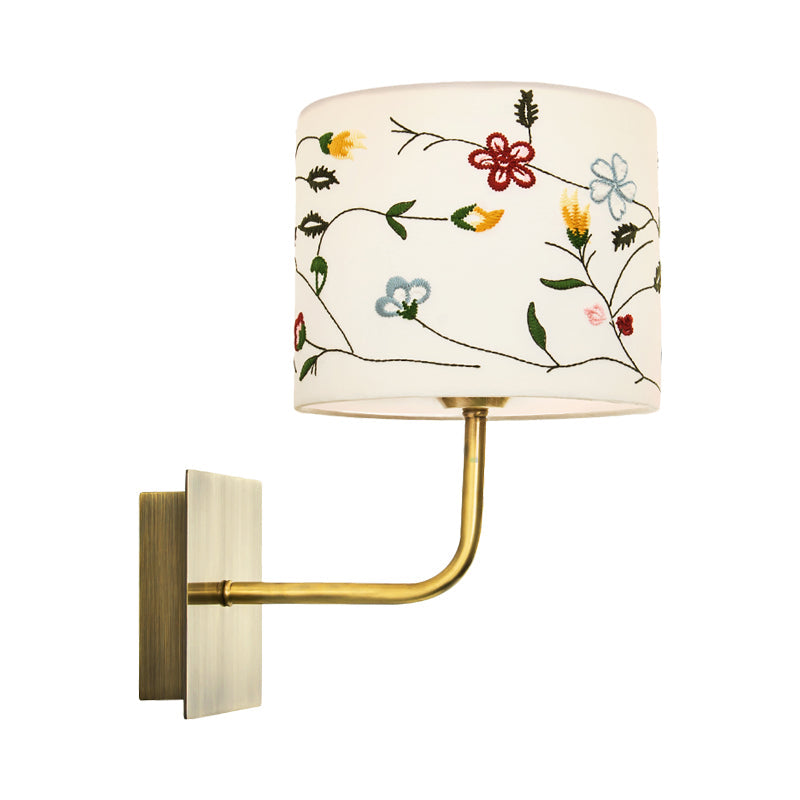 Modern Nordic Embroidery Fabric Drum Wall Mount Lamp - 1-Head Gold Lighting Ideas