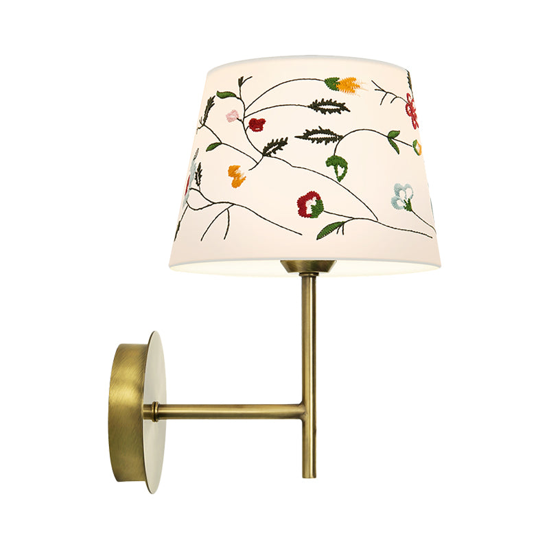 Modern Nordic Embroidery Fabric Drum Wall Mount Lamp - 1-Head Gold Lighting Ideas