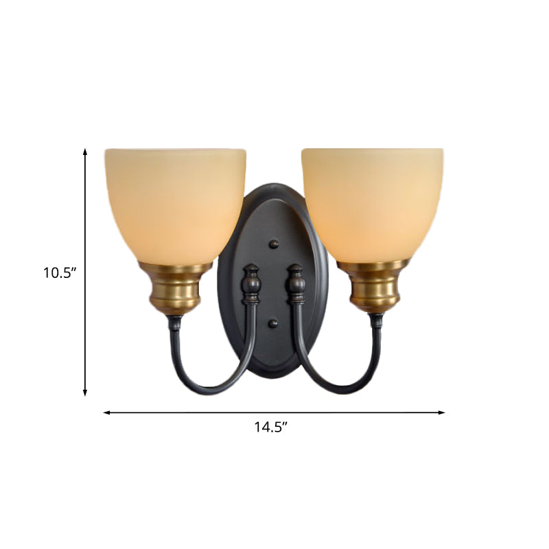 Frosted Glass Black Wall Lamp Bud - Countryside Light With Metal Gooseneck Arm
