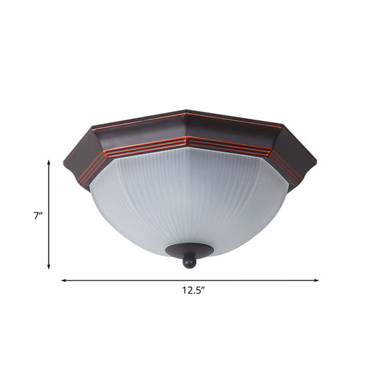 Retro Prismatic White Glass Octagon Flush Mount Ceiling Light - 3-Light Black